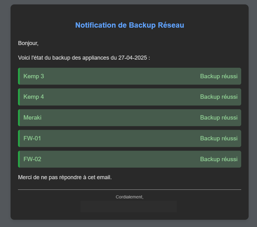 Ex de mail de backup
